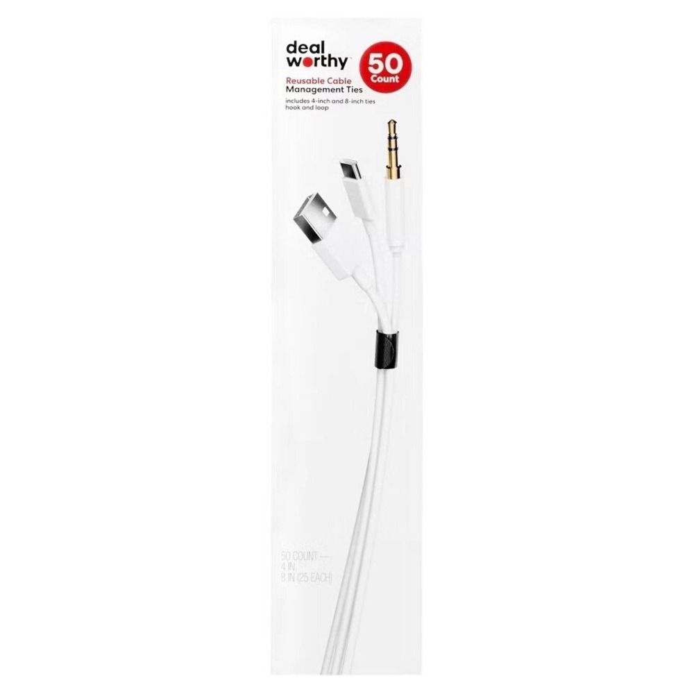 Dealworthy‎ Reusable Cable Ties Black & White: Cord Organizer (25x 4" 25x 8")